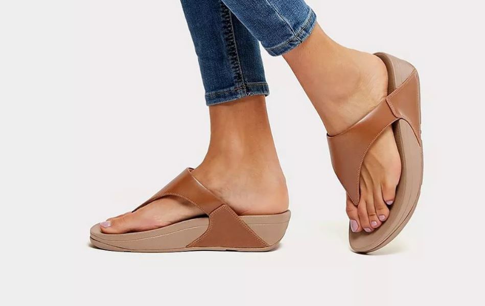 Fitflop Light Tan Lulu Leather Toe Post Womens Sandals I88-592