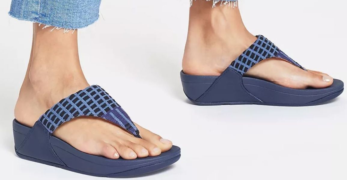 Fitflop Midnight Navy Art Denim Toe Post Womens Sandals FB2-399