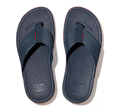 Fitflop Navy Surfa Woven-Logo Toe-Post Women's Sandals DU4-399