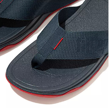 Fitflop Navy Surfa Woven-Logo Toe-Post Women's Sandals DU4-399