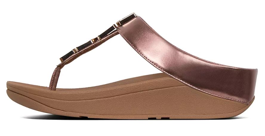 Fitflop Rose Gold Fino Shellstone Toe-Thong Womens Sandals R02-323