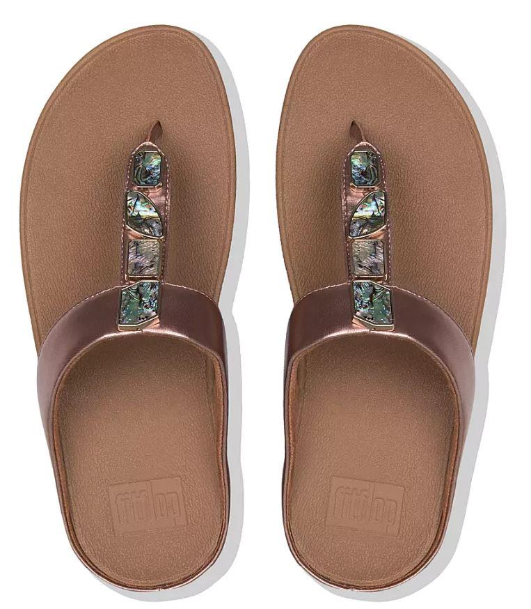 Fitflop Rose Gold Fino Shellstone Toe-Thong Womens Sandals R02-323