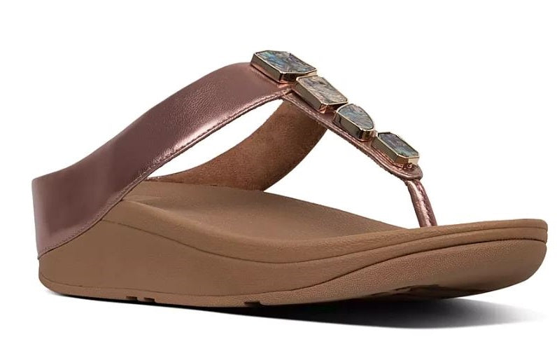 Fitflop Rose Gold Fino Shellstone Toe-Thong Womens Sandals R02-323