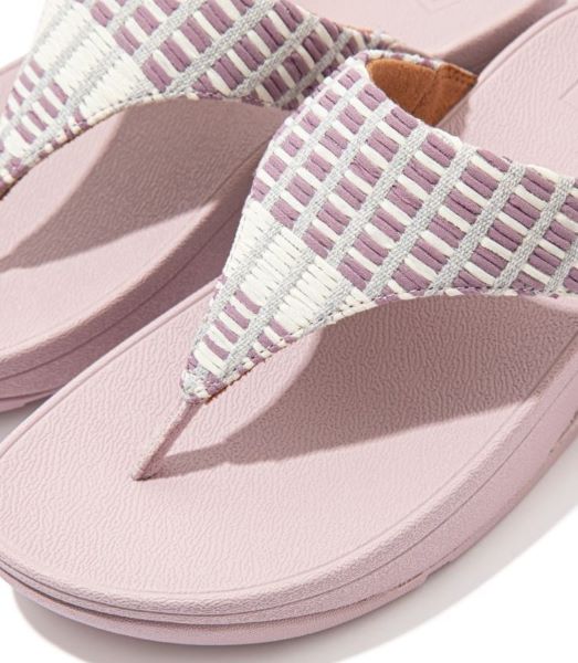 Fitflop Soft Lilac Lulu Art Denim Womens Toe Post Sandals FB2-946