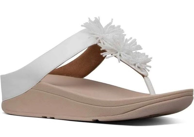 FitFlop Urban White Polyurethane Fino Bead Pompom Womens Sandals T19-194