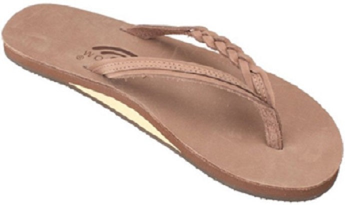 Flirty Braidy Dark Brown Braided Strap Rainbow Womens Sandals