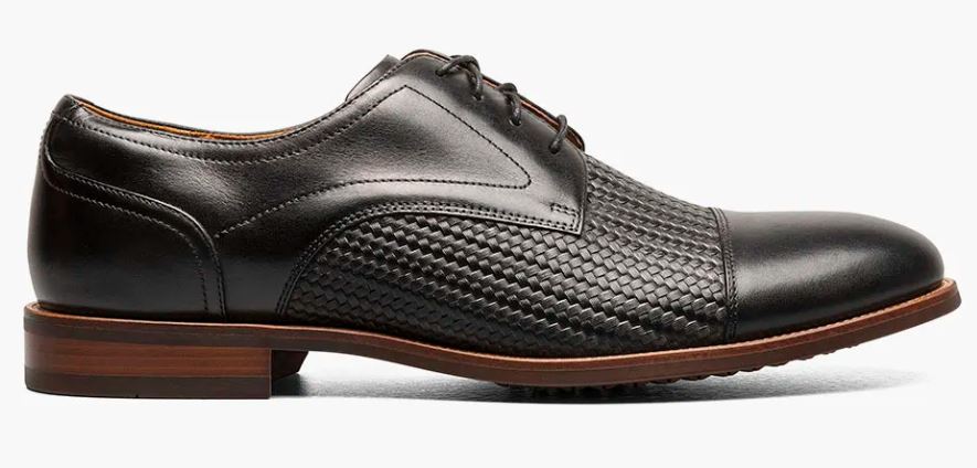 Florsheim Black Rucci Weave Men's Cap Toe Oxford Shoes 13407-001