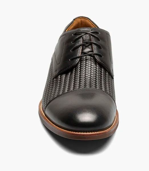 Florsheim Black Rucci Weave Men's Cap Toe Oxford Shoes 13407-001