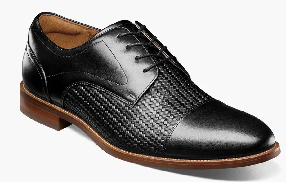 Florsheim Black Rucci Weave Men's Cap Toe Oxford Shoes 13407-001