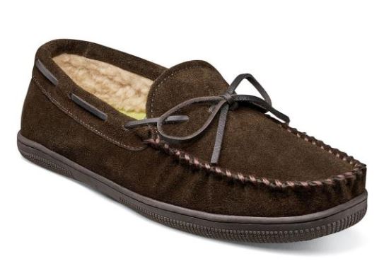 Florsheim Chocolate Cozzy Moc Toe Tie Slipper 12184-202