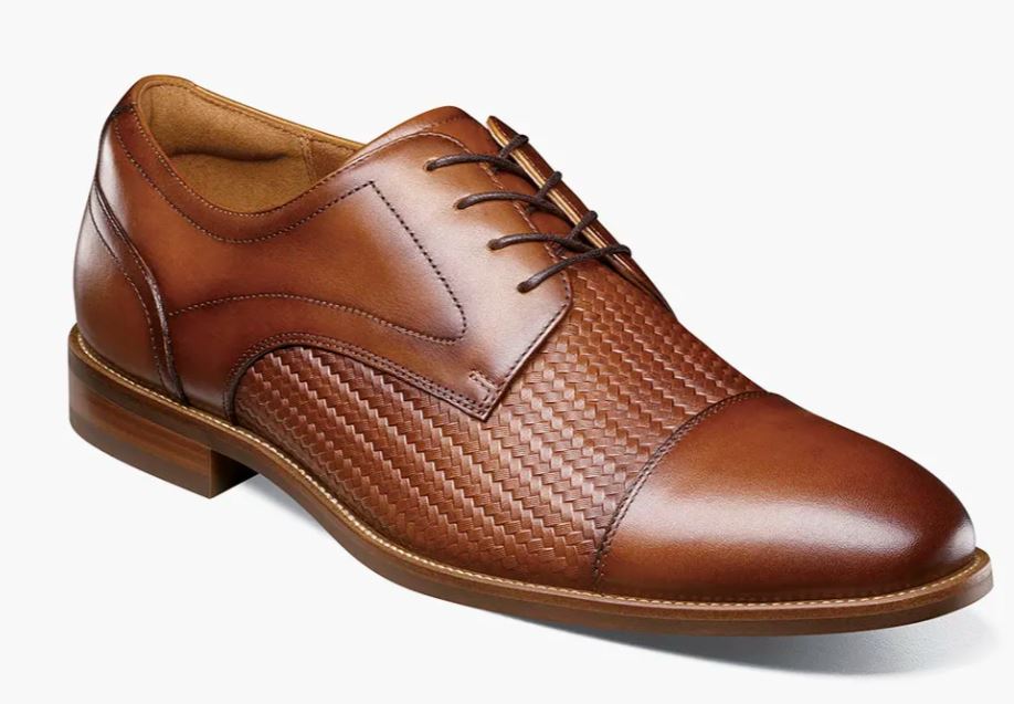 Florsheim Cognac Rucci Weave Cap Toe Men's Oxford Shoes 13407-221