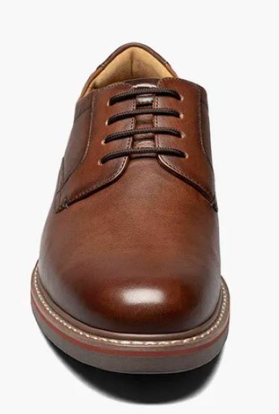 Florsheim Cognac Tumbled Norwalk Plain Toe Oxford Men's Dress Shoes 13369-222