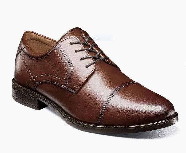 Florsheim Midtown Cap Toe Oxford Cognac Leather Mens Dress 12138-221