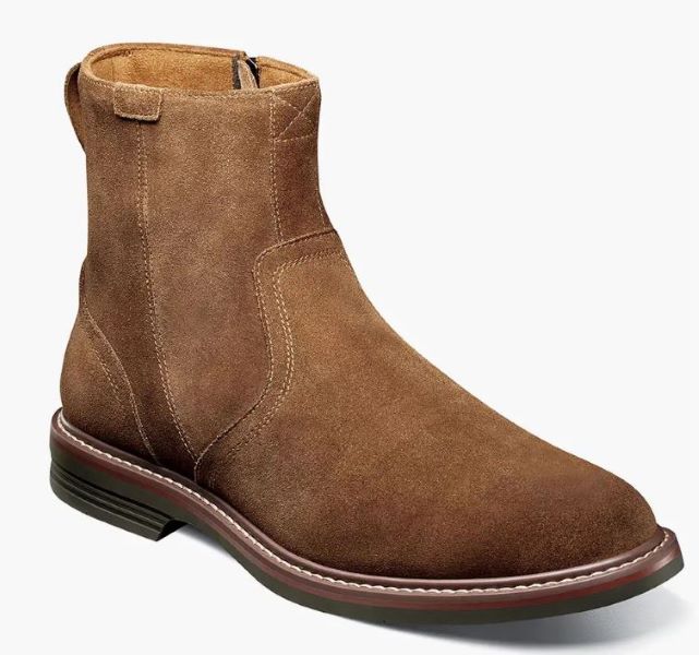 Florsheim Mocha Norwalk Plain Toe Side Zip Mens Boots 13393-216