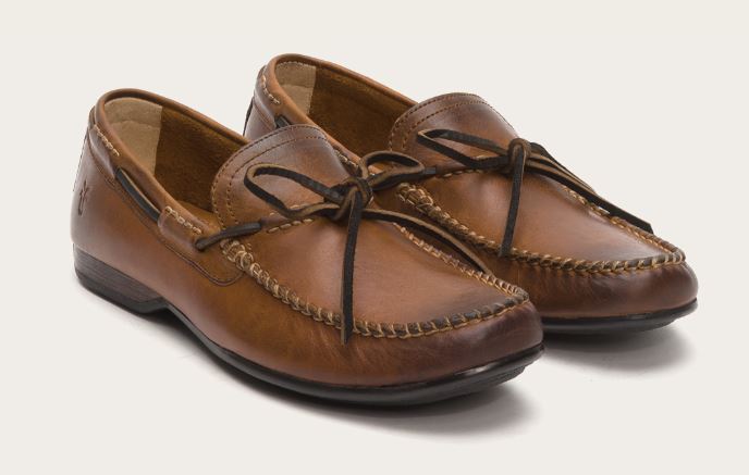 Frye Lewis Moccasin Loafers Cognac Mens Casual 3480236-COG