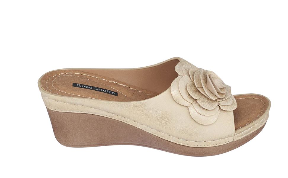 G.C. Shoes Gold Tokyo Open Toe Women's Wedge Sandals TOKYO-GOLD