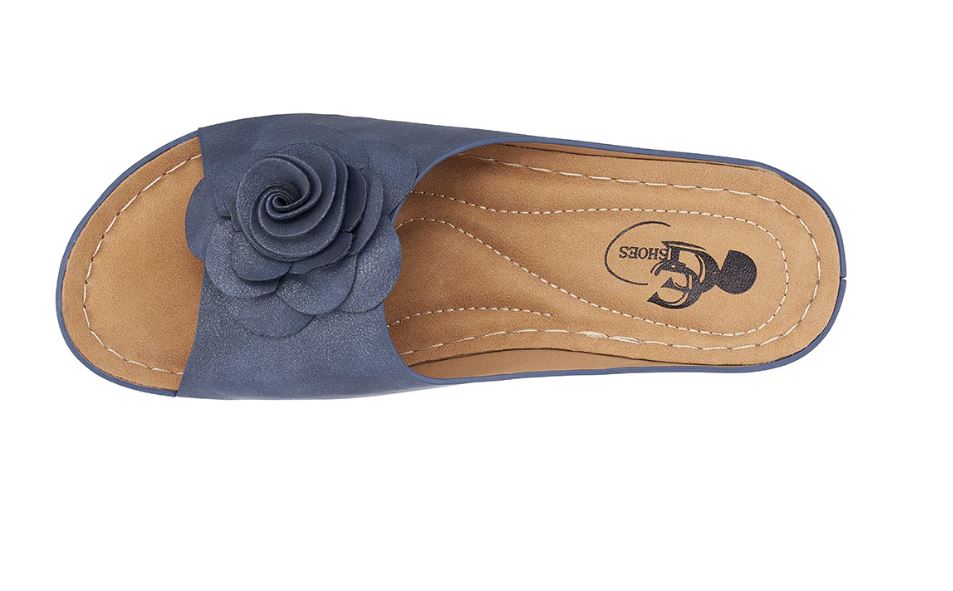 G.C. Shoes Navy Tokyo Women's Open Toe Wedge Sandals TOKYO-BLUE