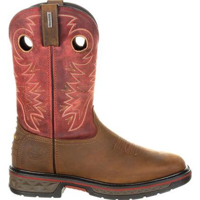 Georgia Boot Brown And Red Carbo-Tec Waterproof Mens Pull-On Boots GB00221 **ONLINE ONLY
