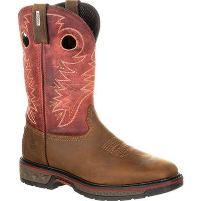 Georgia Boot Brown and Red Carbo-Tec Waterproof Mens Pull-On Boots GB00221 **ONLINE ONLY