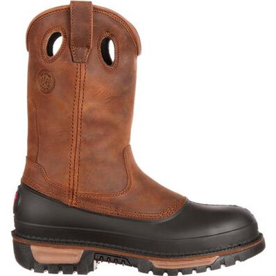 Georgia Boot Brown Muddog Steel Toe Waterproof Men's Wellington Pull On Boot G5594 **ONLINE ONLY