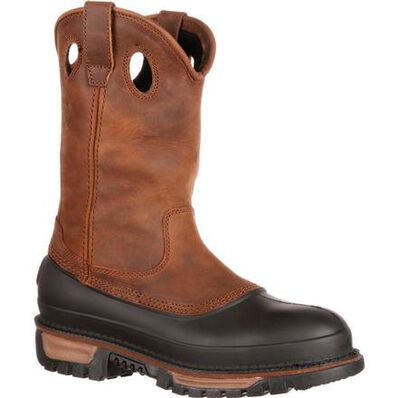 Georgia Boot Brown Muddog Steel Toe Waterproof Men's Wellington Pull On Boot G5594 **ONLINE ONLY