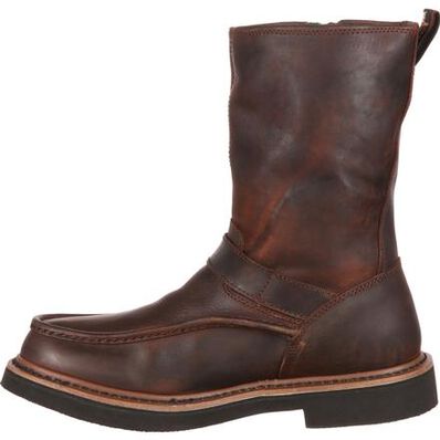 Georgia Boot Brown Side Zip Men's Waterproof Work Wellington G4124 **ONLINE ONLY