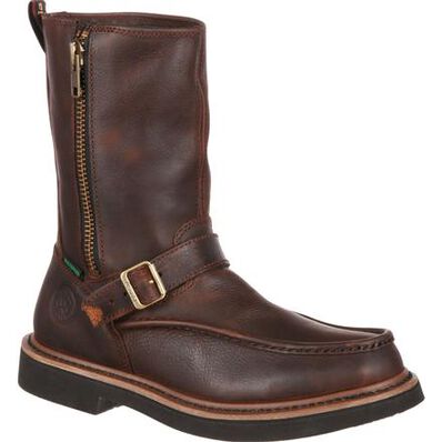 Georgia Boot Brown Side Zip Men's Waterproof Work Wellington G4124 **ONLINE ONLY