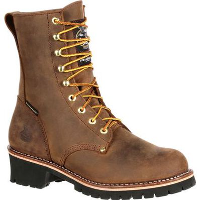 Georgia Boot Brown Steel Toe Waterproof 400G Insulated Logger Mens Work Boots GB00065 **ONLINE ONLY
