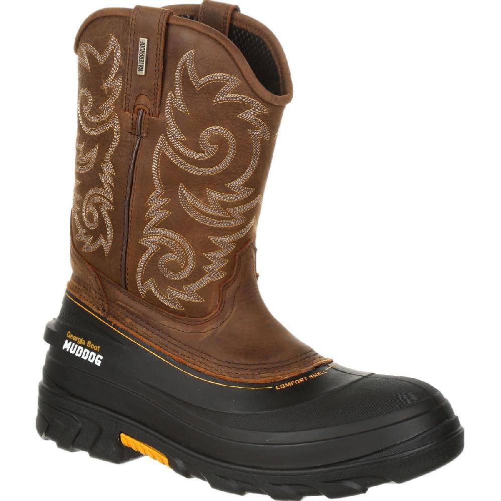Georgia Boot Red Brown Muddog Waterproof Western Mens Work Wellington Boots GB00244