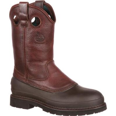 Georgia Boot Soggy Brown Muddog Steel Toe Wellington Men's Work Boot G5655 **ONLINE ONLY