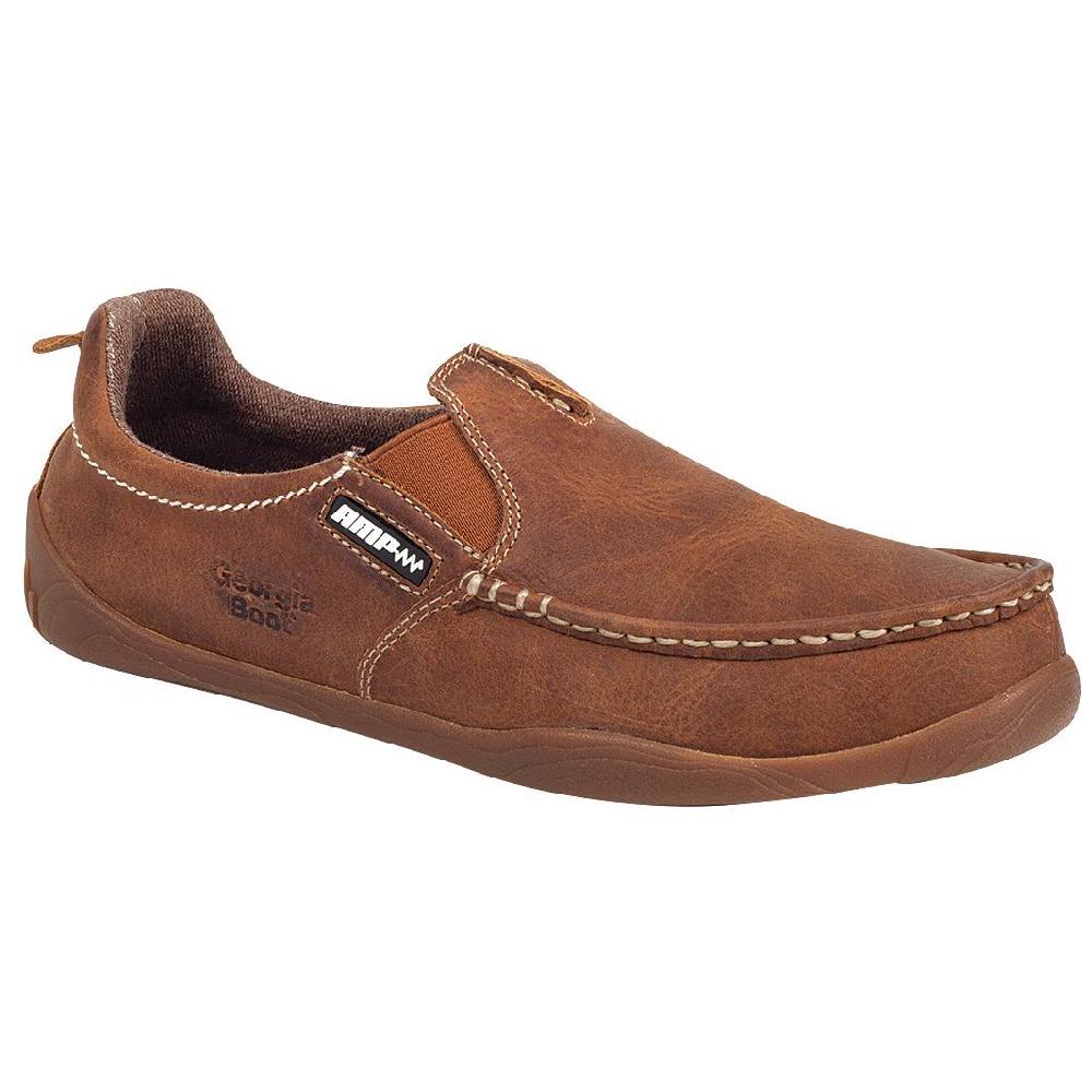 Georgia Boot Tan Cedar Falls Men's Moc-Toe Slip On Shoes G050 **ONLINE ONLY