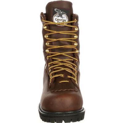 Georgia Chocolate Brown Lace-To-Toe Steel Toe Waterproof Mens Work Boots G8341 **ONLINE ONLY