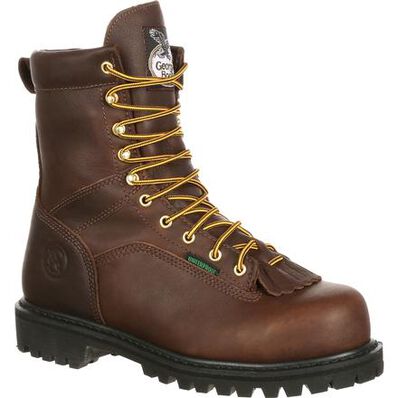 Georgia Chocolate Brown Lace-To-Toe Steel Toe Waterproof Mens Work Boots G8341 **ONLINE ONLY