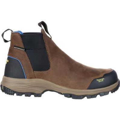 Georgia Dark Brown Blue Collar Chelsea Waterproof Mens Work Romeo Boots GB00106 **ONLINE ONLY