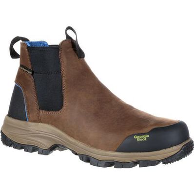 Georgia Dark Brown Blue Collar Chelsea Waterproof Mens Work Romeo Boots GB00106 **ONLINE ONLY