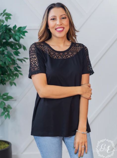 Grace and Emma Black Don't Worry So Much Women's Short Sleeve Top 7253B-BLK