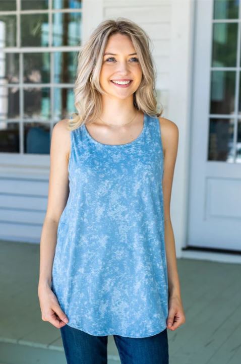 Grace and Emma Blue Acid Wash Women's Tank Top 7378B-BLU