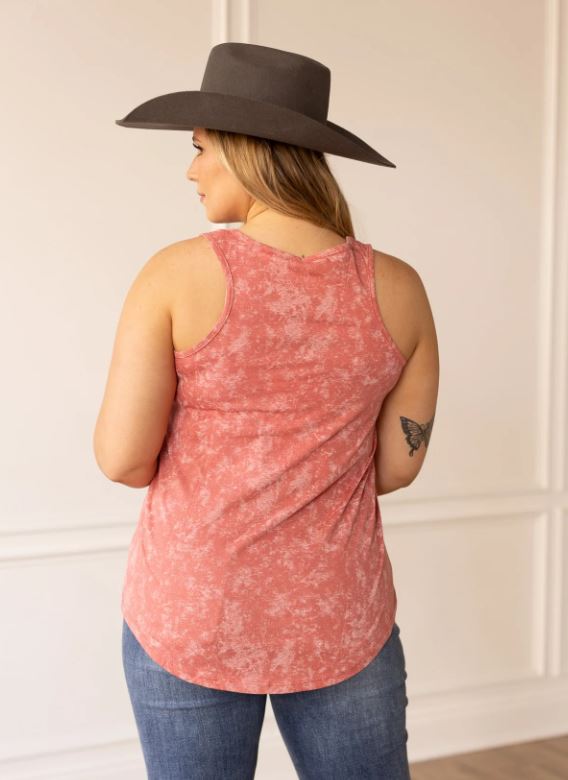 Grace And Emma By Southern Grace Meet Me At The Honky Tonk Pink Women's Acid Wash Tank 7378B-PINK-HT