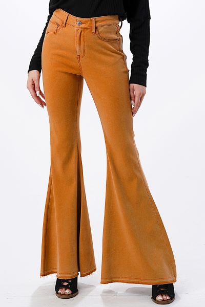 Grace in LA Burnt Orange Womens Flare Leg Jeans HFLS589