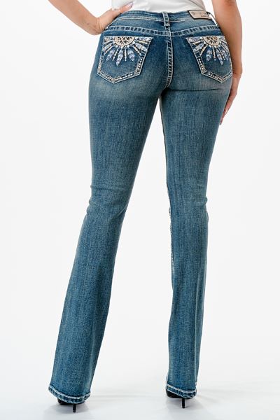 Grace in LA Dreamcatcher Pocket 32 inch Inseam Women's Jeans EBS646-32
