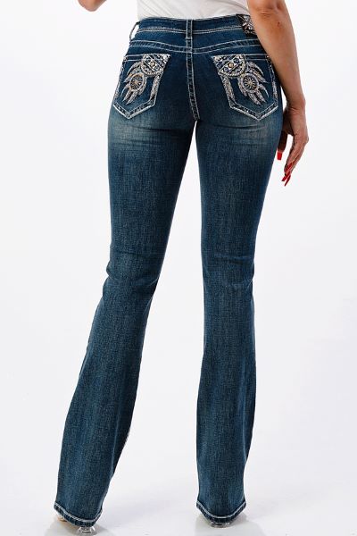 Grace in LA Easy Fit Mid Rise Women's Bootcut Jeans with Dreamcatcher Pocket EBS592