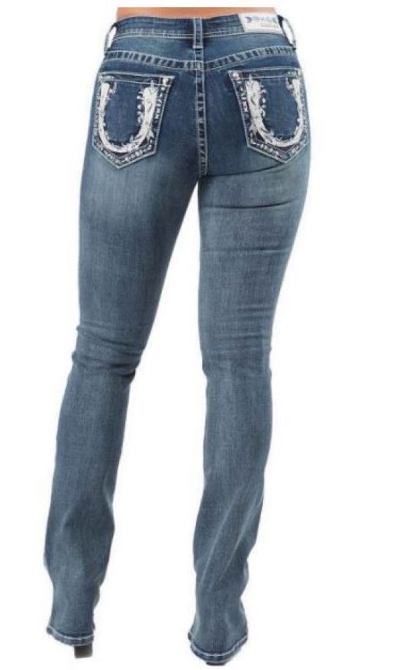 Grace in LA Medium Blue Wash Easyfit Horseshoe Bootcut Womens Jeans EB5461B