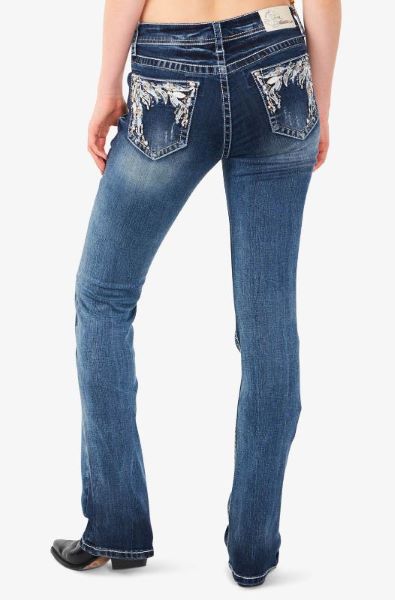 Grace in LA Medium Blue Wash Whimsical Tale Womens Jeans EB51658