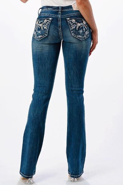 Grace in LA Star Feather Pocket Boot Cut Women's Jeans EB51700