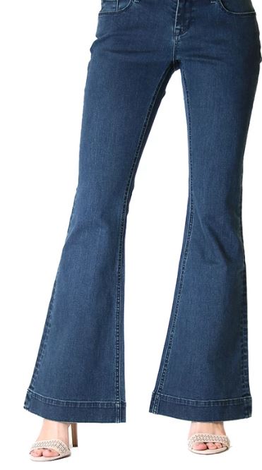 Grace in LA Women's Dark Blue Wash Flare Jeans EL9285