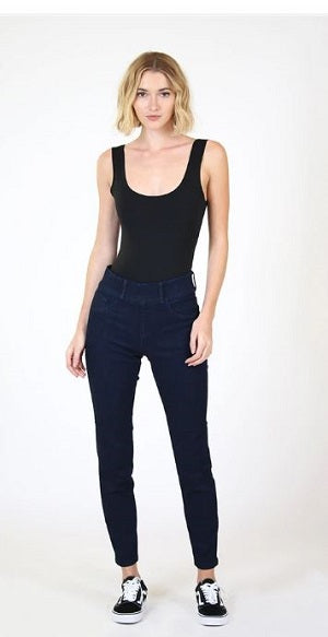 Grace in LA Women's Dark Wash High Waisted Straight Leg Jeggings HTG81398