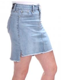 Grace in LA Women's Frayed Denim Skirt JKW9373