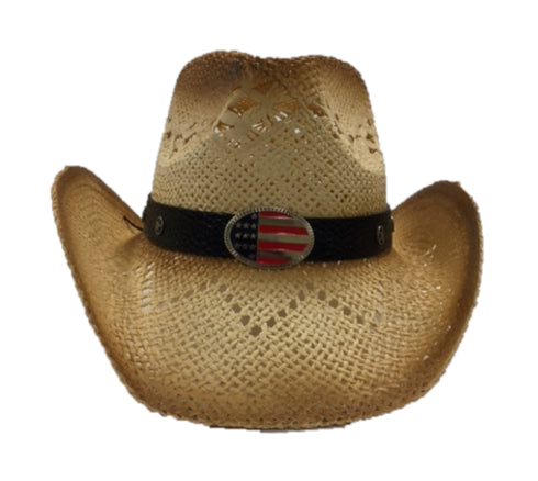 Hat Vision Beige Hatra Hat with Flag Concho R18