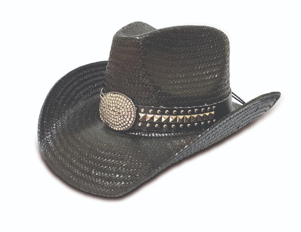 Hat Vision Black Concho Western Cowboy Hat R77
