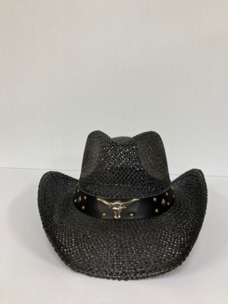Hat Vision Black Hatra Western Hat with Longhorn Emblem R45